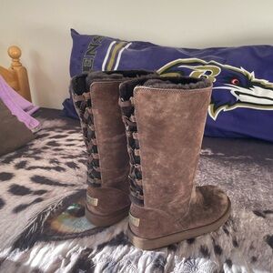 UGG Brown Winter Boots with Lace Detail